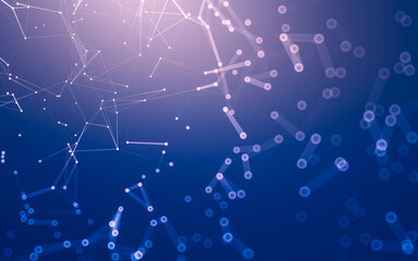 Abstract background. Molecules technology with polygonal shapes, connecting dots and lines. Connection structure. Big data visualization.