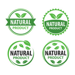Natural Product Logo Vector Set with Badge Design