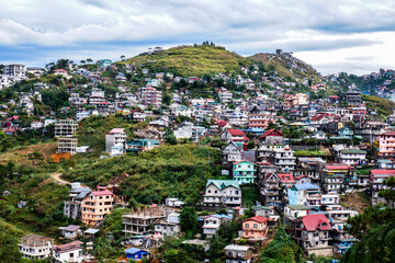 Colorful mountain side houses