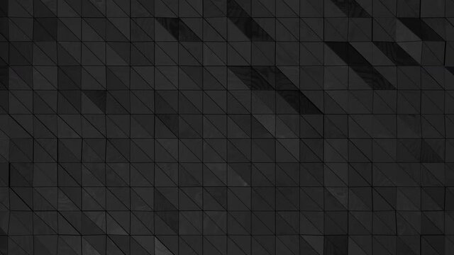 3d Abstract black wood triangle background. Seamless looping animation