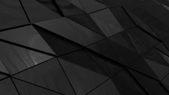 3d Abstract black wood triangle background. Seamless looping animation
