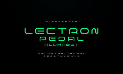 Modern futuristic alphabet design. Rounded alphabet letters font and number. Minimalist typography fonts regular, typeface uppercase.
