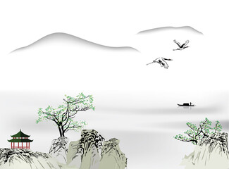 Chinese traditional painting of south landscape - 376339751