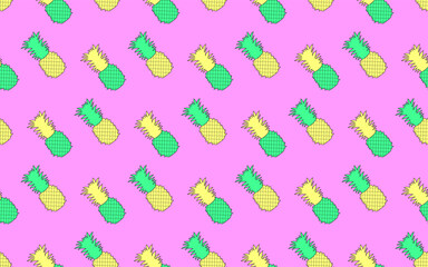Colorful pineapple seamless pattern vector art.