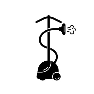 black garment steamer emitting steam clip art preview