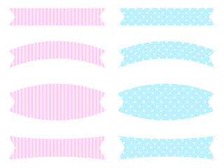 Various labels with patterns of stripes and dots. Vector illustration.