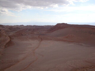 Fototapeta na wymiar Valle de la Luna, Atacama Desert, Chile, sandstone cliffs, canyon