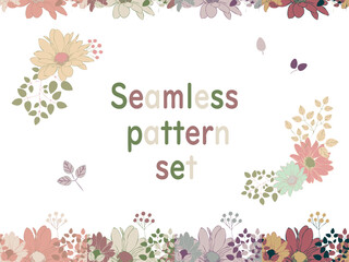 ガーリーなフラワーシームレスパターンセット