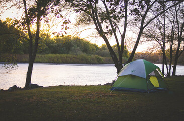 Camping Tent Near the Lake