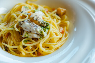 魚介類のパスタ　ランチ　レストラン　コース料理