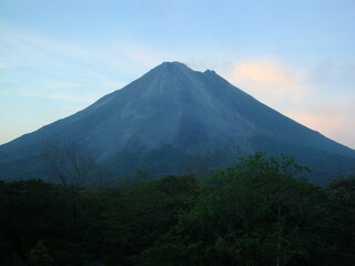 sunset with volcano