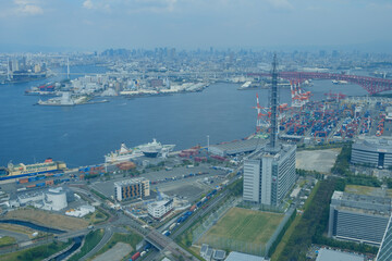 Fototapeta na wymiar 大阪南港の風景　ハイアングル　遠景