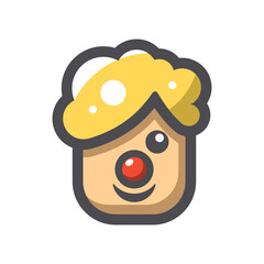 Happy Clown face Vector icon Cartoon illustration