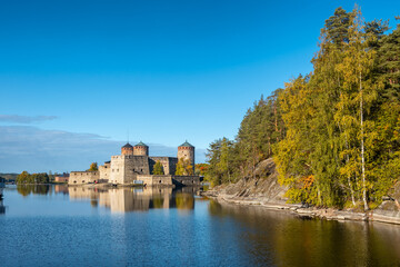 Fototapeta na wymiar Medieval Olavinlinna castle in Savonlinna, Finland