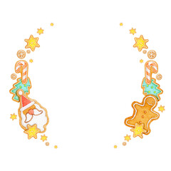 アイシング クッキー クリスマス フレーム　水彩 イラスト