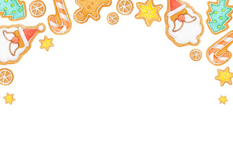 アイシング クッキー クリスマス 背景 フレーム　水彩 イラスト