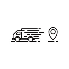 truck delivery icon illustration black line art design vector
