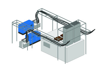 Generator system for backup of electric power for buildings or places that have a high power requirement.