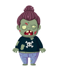 Cartoon zombie isolated on white. Character zombie halloween day. Vector and Illustration art