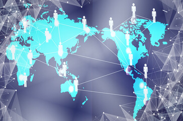 World map background and social network technology concept