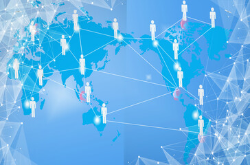 World map background and social network technology concept
