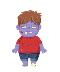 Cartoon zombie isolated on white. Character zombie halloween day. Vector and Illustration art