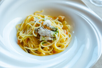 魚介類のパスタ　ランチ　レストラン　コース料理