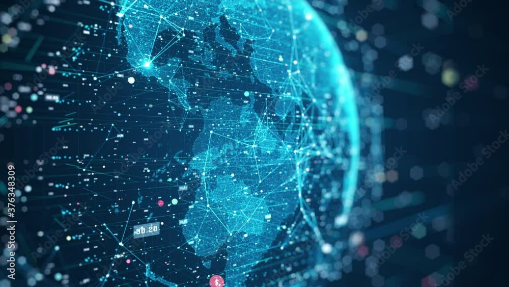 Poster global network connection and data connections concept. communication technology global world networ