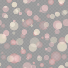 Soft glitter sparkles defocused rays lights bokeh transparent background. Vector