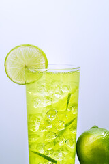 Glass with a fruit drink.