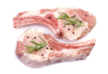 Fresh raw pork chops steak with herb and spices