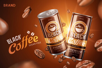 Sugar free black coffee can ad