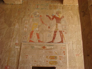 Egypt wall paintings in tomb ancient hierglyphics