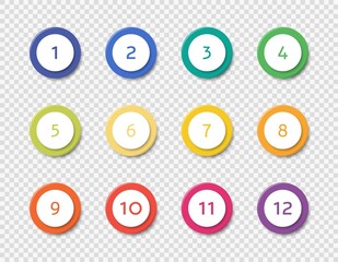 Set infographic number bullet templates realistic vector illustration isolated.
