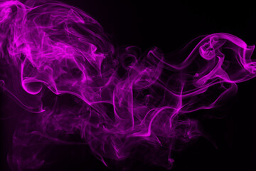Purple smoke abstract on black background, darkness concept
