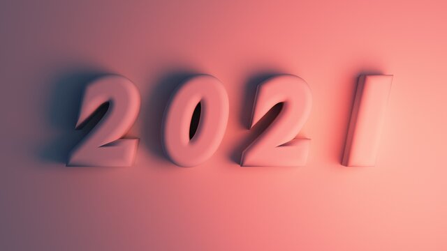 2021 letters 3d-illustration isolated 4K resolution.