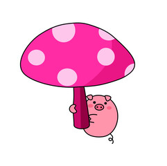 funny pink mushroom