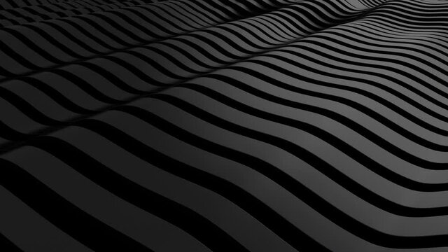 Abstract Black  Background. Parametric surface. Futuristic sci-fi landscape. Seamless Looping Animation