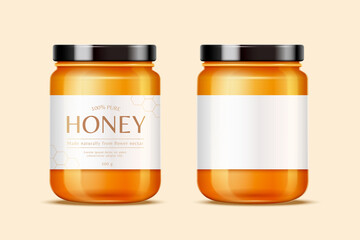 Honey jars with labels