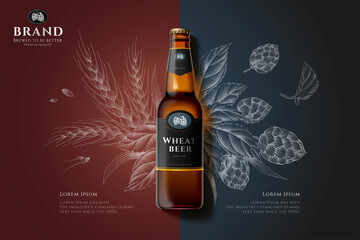 Engraving premium beer ad - obrazy, fototapety, plakaty