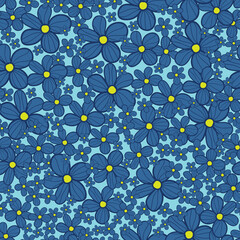 Daily light blue floral textured seamless pattern background