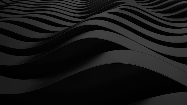 Abstract Black  Background. Parametric surface. Futuristic sci-fi landscape. Seamless Looping Animation
