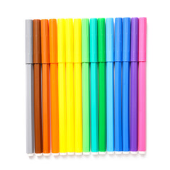 Obraz premium Colorful felt-tip pens on white background