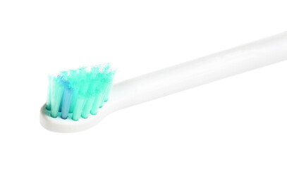 Electric tooth brush on white background, closeup