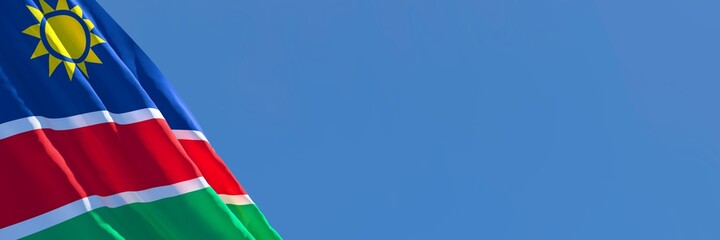 3D rendering of the national flag of Namibia waving in the wind