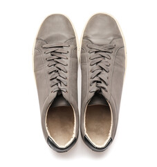 Pair of casual male shoes on white background