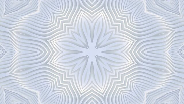 Abstract White background. Abstract lines. Wave background. Modern parametric surface. Seamless looping animation kaleidoscope