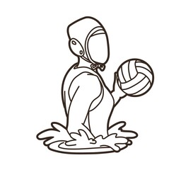 Water Polo player cartoon graphic vector