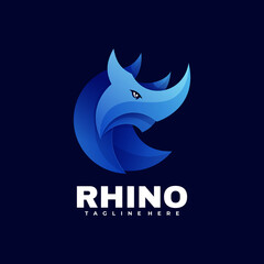 Vector Logo Illustration Rhino Gradient Colorful Style.
