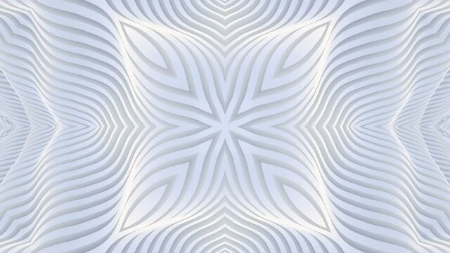 Abstract White background. Abstract lines. Wave background. Modern parametric surface. Seamless looping animation kaleidoscope
